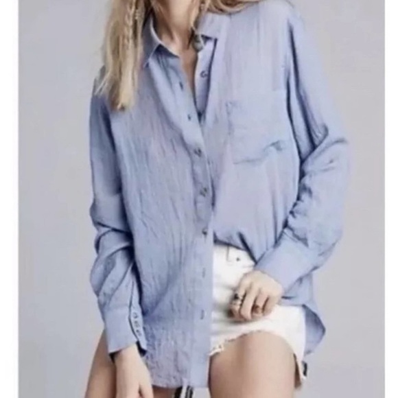 Free People | That’s A Wrap Chambray Button Down Top - Picture 2 of 9